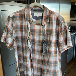 Men's Plaid Shirt - Orange and Blue